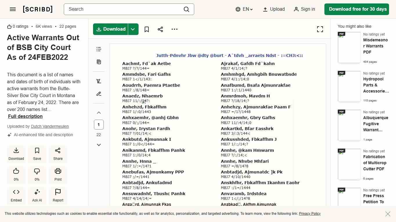 Active Warrants Out of BSB City Court As of 24FEB2022 | PDF | Sports & Recreation | Travel