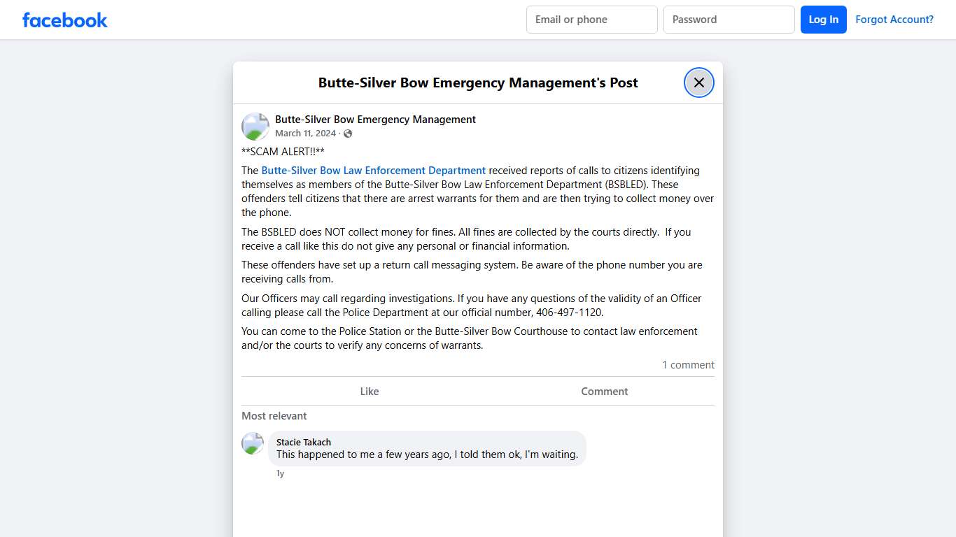 **SCAM ALERT!!**... - Butte-Silver Bow Emergency Management | Facebook